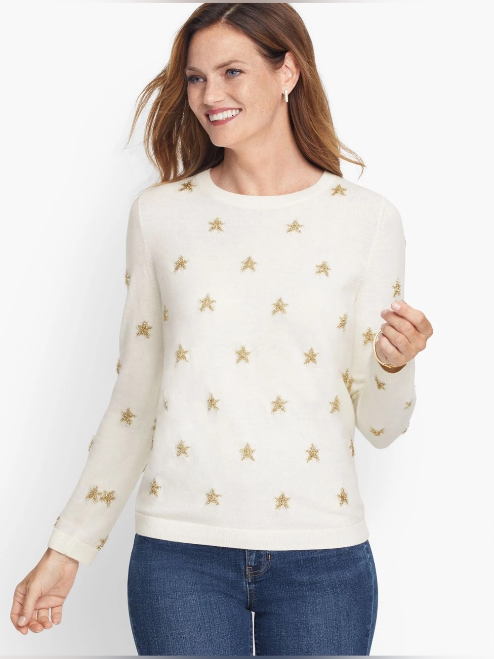 Talbots Shimmer Stars Crewneck Sweater size medium